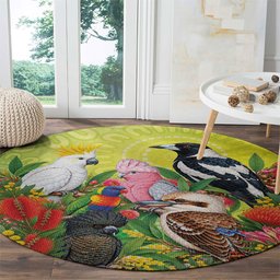 Australian Native Birds Round Carpet Art Dot Painting Pattern