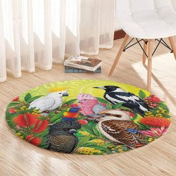 Australian Native Birds Round Carpet Art Dot Painting Pattern