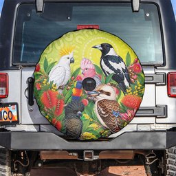 Australian Native Birds Spare Tire Cover Art Dot Painting Pattern