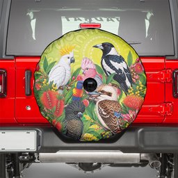 Australian Native Birds Spare Tire Cover Art Dot Painting Pattern