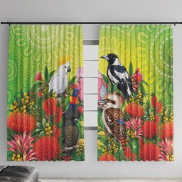Australian Native Birds Window Curtain Art Dot Painting Pattern