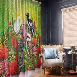 Australian Native Birds Window Curtain Art Dot Painting Pattern