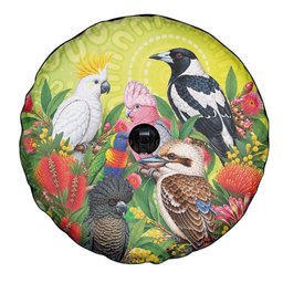 Australian Native Birds Spare Tire Cover Art Dot Painting Pattern