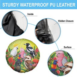 Australian Native Birds Spare Tire Cover Art Dot Painting Pattern