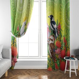 Australian Native Birds Window Curtain Art Dot Painting Pattern