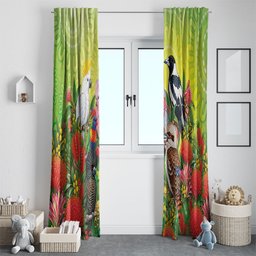 Australian Native Birds Window Curtain Art Dot Painting Pattern