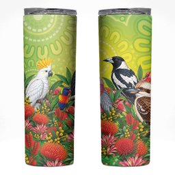 Australian Native Birds Skinny Tumbler Art Dot Painting Pattern