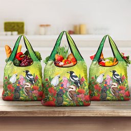 Australian Native Birds Grocery Bag Art Dot Painting Pattern