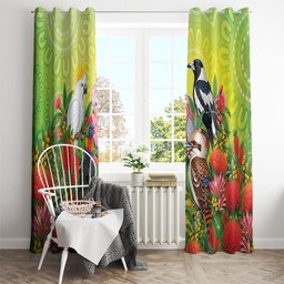 Australian Native Birds Window Curtain Art Dot Painting Pattern