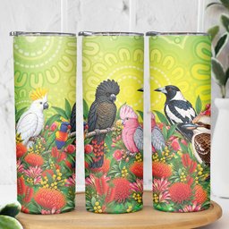 Australian Native Birds Skinny Tumbler Art Dot Painting Pattern