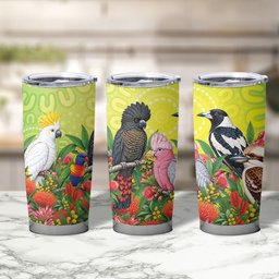 Australian Native Birds Tumbler Cup Art Dot Painting Pattern