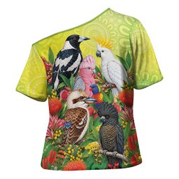 Australian Native Birds Cross Shoulder Shirt Art Dot Painting Pattern