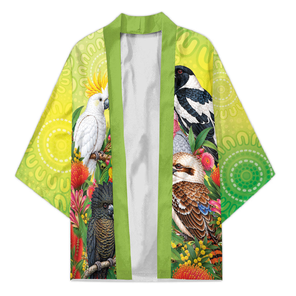 Australian Native Birds Kimono Art Dot Painting Pattern