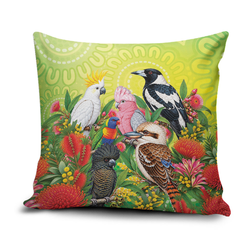 Australian Native Birds Pillow Cover Art Dot Painting Pattern