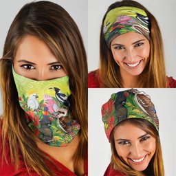 Australian Native Birds Neck Gaiter Art Dot Painting Pattern