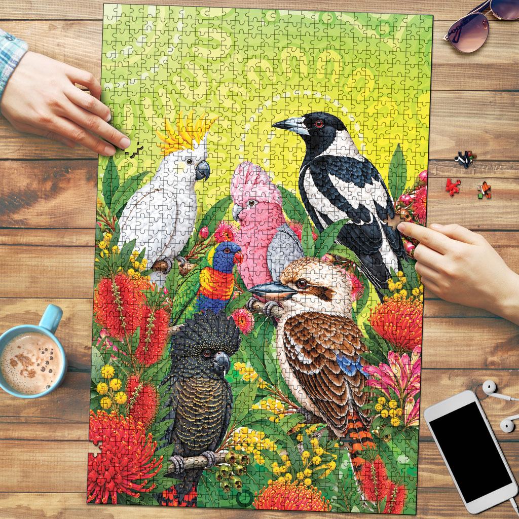 Australian Native Birds Puzzle Art Dot Painting Pattern