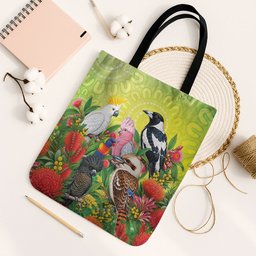 Australian Native Birds Tote Bag Art Dot Painting Pattern