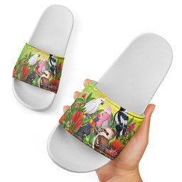 Australian Native Birds Slide Sandals Art Dot Painting Pattern