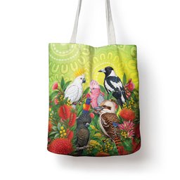 Australian Native Birds Tote Bag Art Dot Painting Pattern