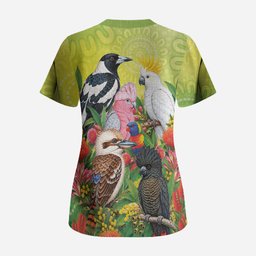 Australian Native Birds Scrub Top Art Dot Painting Pattern