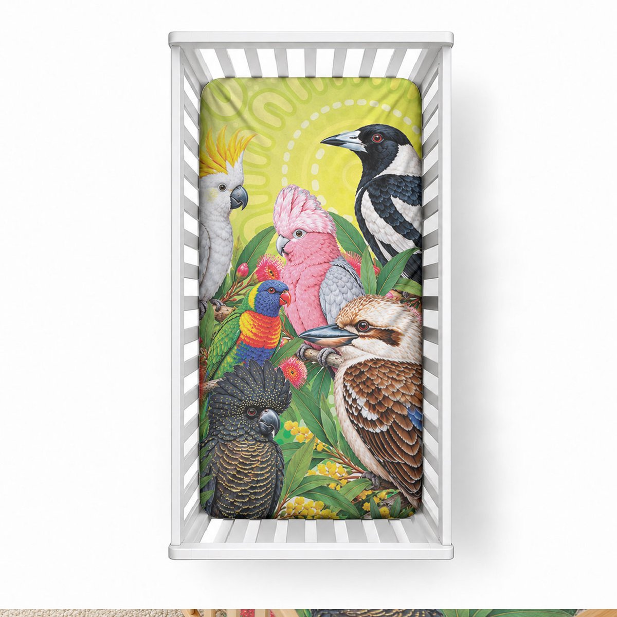 Australian Native Birds Baby Bed Cover Art Dot Painting Pattern