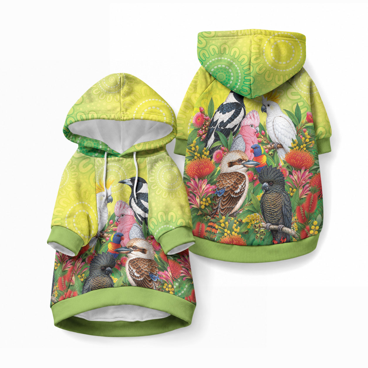 Australian Native Birds Pet Hoodie Art Dot Painting Pattern