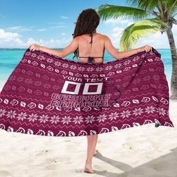 Personalized Brisbane Broncos Christmas Sarong Australian Rugby Fans - Pixelated Ugly Xmas Pattern Mascot Santa