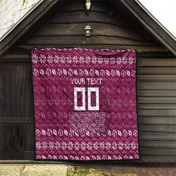 Personalized Brisbane Broncos Christmas Quilt Australian Rugby Fans - Pixelated Ugly Xmas Pattern Mascot Santa
