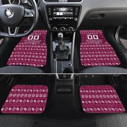 Personalized Brisbane Broncos Christmas Car Mats Australian Rugby Fans - Pixelated Ugly Xmas Pattern Mascot Santa