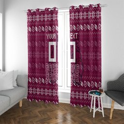Personalized Brisbane Broncos Christmas Window Curtain Australian Rugby Fans - Pixelated Ugly Xmas Pattern Mascot Santa