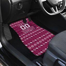 Personalized Brisbane Broncos Christmas Car Mats Australian Rugby Fans - Pixelated Ugly Xmas Pattern Mascot Santa