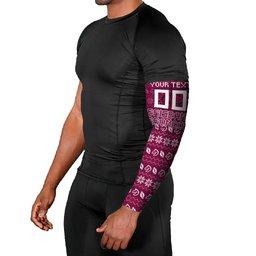 Personalized Brisbane Broncos Christmas Arm Sleeves Australian Rugby Fans - Pixelated Ugly Xmas Pattern Mascot Santa
