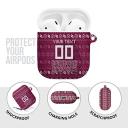 Personalized Brisbane Broncos Christmas AirPods Case Australian Rugby Fans - Pixelated Ugly Xmas Pattern Mascot Santa