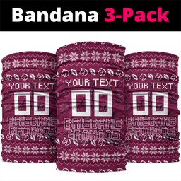 Personalized Brisbane Broncos Christmas Neck Gaiter Australian Rugby Fans - Pixelated Ugly Xmas Pattern Mascot Santa