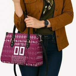Personalized Brisbane Broncos Christmas Leather Bag Australian Rugby Fans - Pixelated Ugly Xmas Pattern Mascot Santa