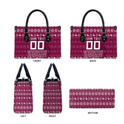 Personalized Brisbane Broncos Christmas Leather Bag Australian Rugby Fans - Pixelated Ugly Xmas Pattern Mascot Santa