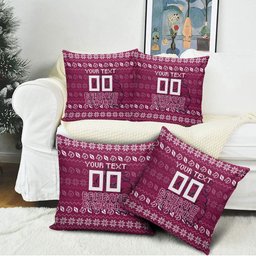 Personalized Brisbane Broncos Christmas Pillow Cover Australian Rugby Fans - Pixelated Ugly Xmas Pattern Mascot Santa