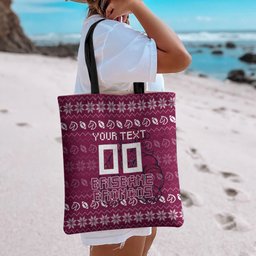 Personalized Brisbane Broncos Christmas Tote Bag Australian Rugby Fans - Pixelated Ugly Xmas Pattern Mascot Santa