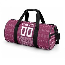 Personalized Brisbane Broncos Christmas Duffle Bag Australian Rugby Fans - Pixelated Ugly Xmas Pattern Mascot Santa