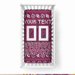 Personalized Brisbane Broncos Christmas Baby Bed Cover Australian Rugby Fans - Pixelated Ugly Xmas Pattern Mascot Santa