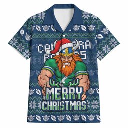 Personalized Canberra Raiders Christmas Hawaiian Shirt Australian Rugby Fans - Pixelated Ugly Xmas Pattern Mascot Santa