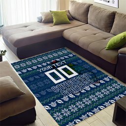 Personalized Canberra Raiders Christmas Area Rug Australian Rugby Fans - Pixelated Ugly Xmas Pattern Mascot Santa