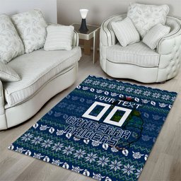 Personalized Canberra Raiders Christmas Area Rug Australian Rugby Fans - Pixelated Ugly Xmas Pattern Mascot Santa