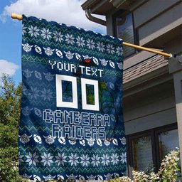 Personalized Canberra Raiders Christmas Garden Flag Australian Rugby Fans - Pixelated Ugly Xmas Pattern Mascot Santa