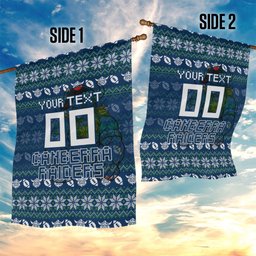 Personalized Canberra Raiders Christmas Garden Flag Australian Rugby Fans - Pixelated Ugly Xmas Pattern Mascot Santa