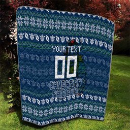 Personalized Canberra Raiders Christmas Quilt Australian Rugby Fans - Pixelated Ugly Xmas Pattern Mascot Santa