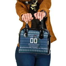 Personalized Canberra Raiders Christmas Shoulder Handbag Australian Rugby Fans - Pixelated Ugly Xmas Pattern Mascot Santa