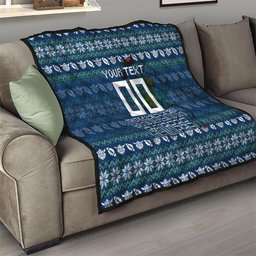 Personalized Canberra Raiders Christmas Quilt Australian Rugby Fans - Pixelated Ugly Xmas Pattern Mascot Santa