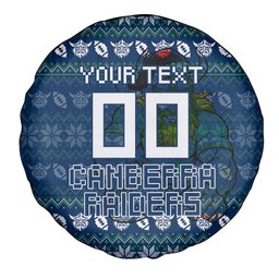 Personalized Canberra Raiders Christmas Spare Tire Cover Australian Rugby Fans - Pixelated Ugly Xmas Pattern Mascot Santa