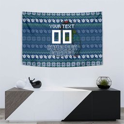 Personalized Canberra Raiders Christmas Tapestry Australian Rugby Fans - Pixelated Ugly Xmas Pattern Mascot Santa